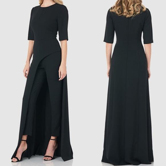 B37 Kay Unger Davina Walk Thru Jumpsuit Womens 10 Old Hollywood Modest Chic - Picture 1 of 7